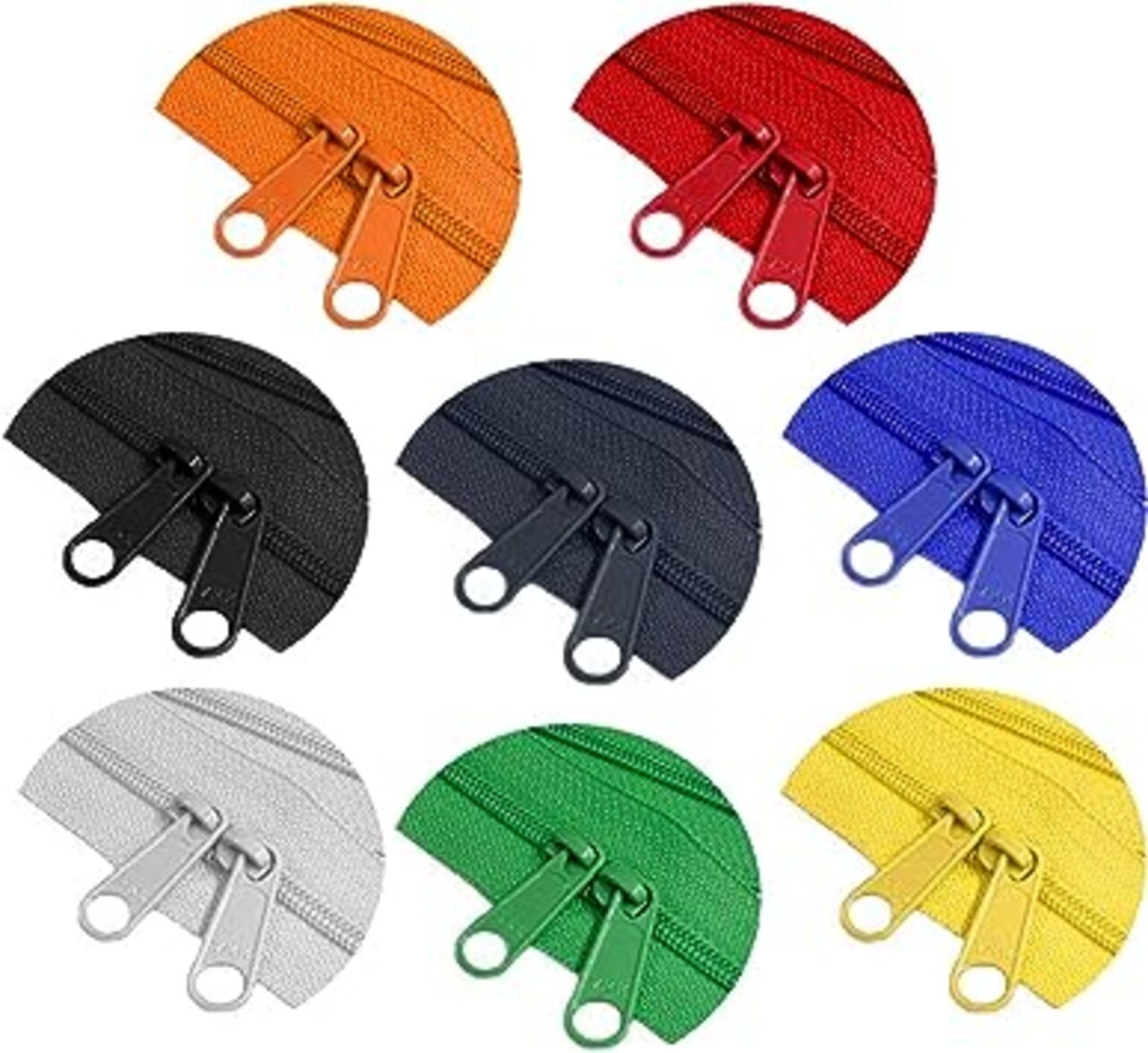 YKK Double Slide Zipper YKK #4.5 Coil with Two Long Pull Head to Head Closed Ended on Both Sides Made in USA (30 Inch, Mixed 8 Colors)